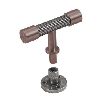 Immix Reeded Bronze Cabinet T Pull Door Knob - IMX2008-BR