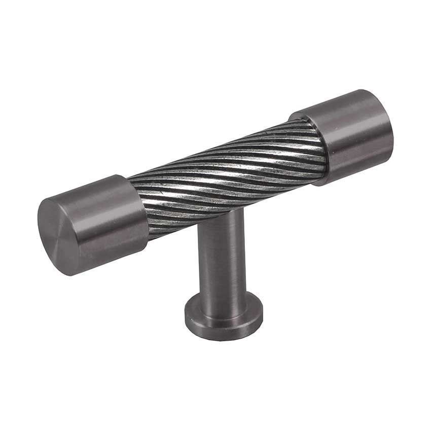 Immix Spiral Graphite Cabinet T Pull Door Knob - IMX3005-GR