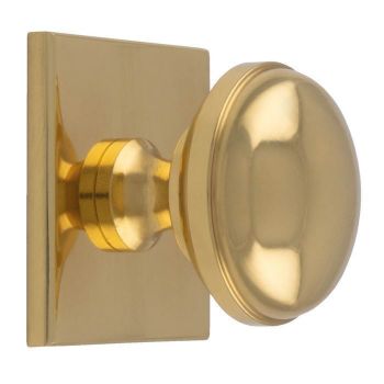 Warwick Cabinet Knob on a Square Backplate in Polished Brass- BP750PB40PB