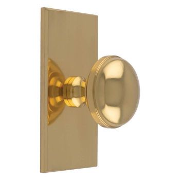 Warwick Cabinet Knob on a Square Backplate in Polished Brass- BP750PB76PB