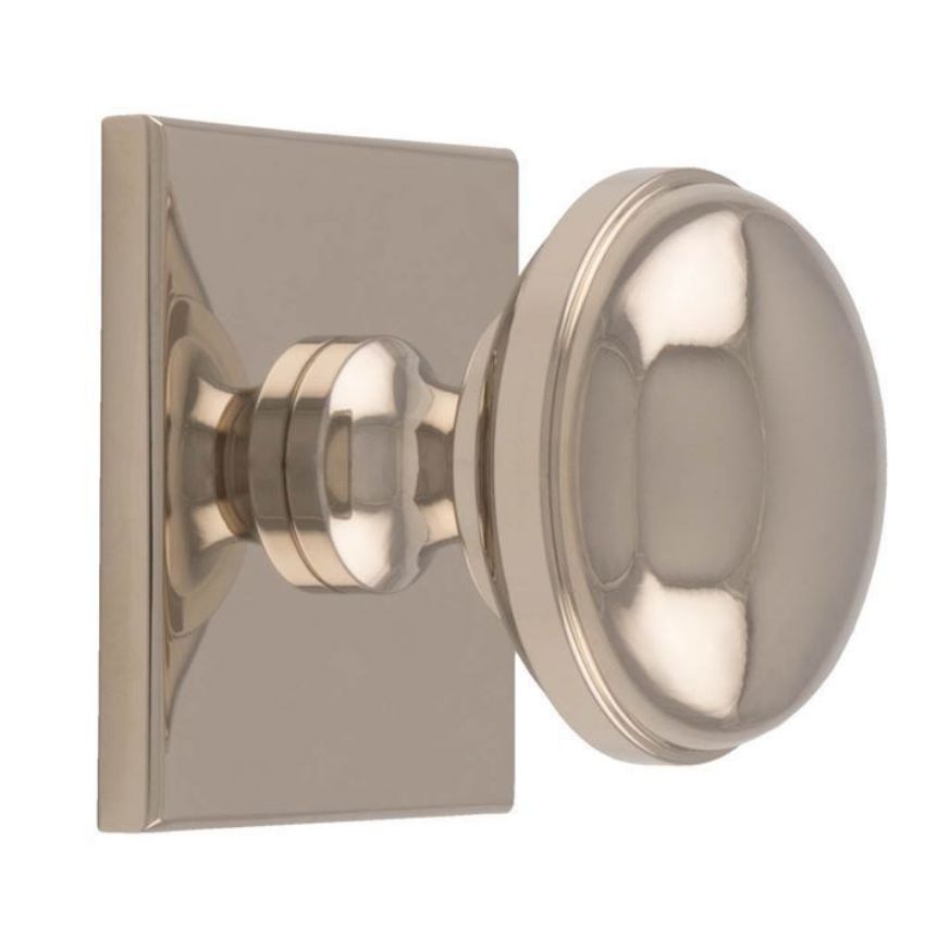 Warwick Cabinet Knob on a Square Backplate in Polished Nickel- BP750PN40PN