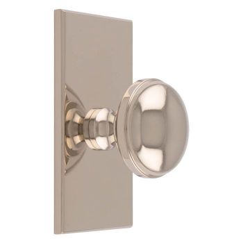 Warwick Cabinet Knob on a Square Backplate in Polished Nickel- BP750PN76PN