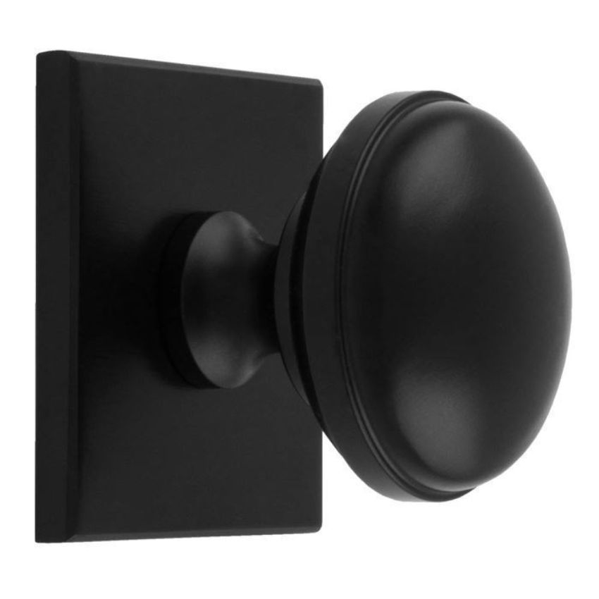 Warwick Cabinet Knob on a Square Backplate in Matt Black-BP750MB40MB