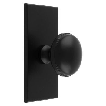 Warwick Cabinet Knob on a Square Backplate in Matt Black-BP750MB76MB