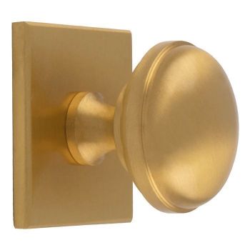 Warwick Cabinet Knob on a Square Backplate in Satin Brass- BP750SB40SB