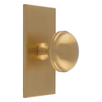 Warwick Cabinet Knob on a Square Backplate in Satin Brass- BP750SB76SB