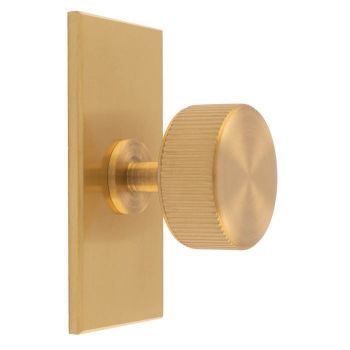 Lines Radio Knob on Backplate in Satin Brass- BP713SB76SB