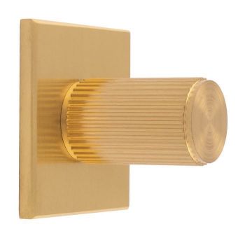 Lines Cylinder Knob on Backplate in Satin Brass- BP712SB40SB