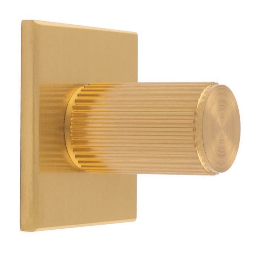 Lines Cylinder Knob on Backplate in Satin Brass- BP712SB40SB