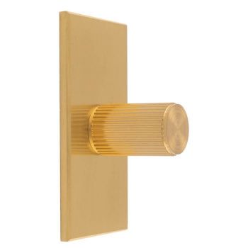 Lines Cylinder Knob on Backplate in Satin Brass- BP712SB76SB