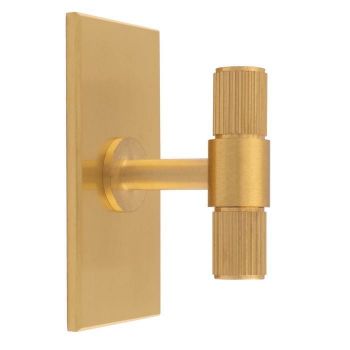 Lines T-Bar Knob on Backplate in Satin Brass- BP711SB76SB