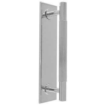 Lines Pull Handle on Backplate in Polished Chrome 200mm x 40mm - BP710CCP200CP