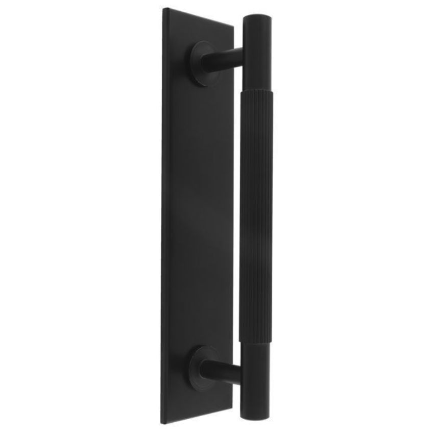 Lines Pull Handle on Backplate in Matt Black 200mm x 40mm - BP710CMB168MB