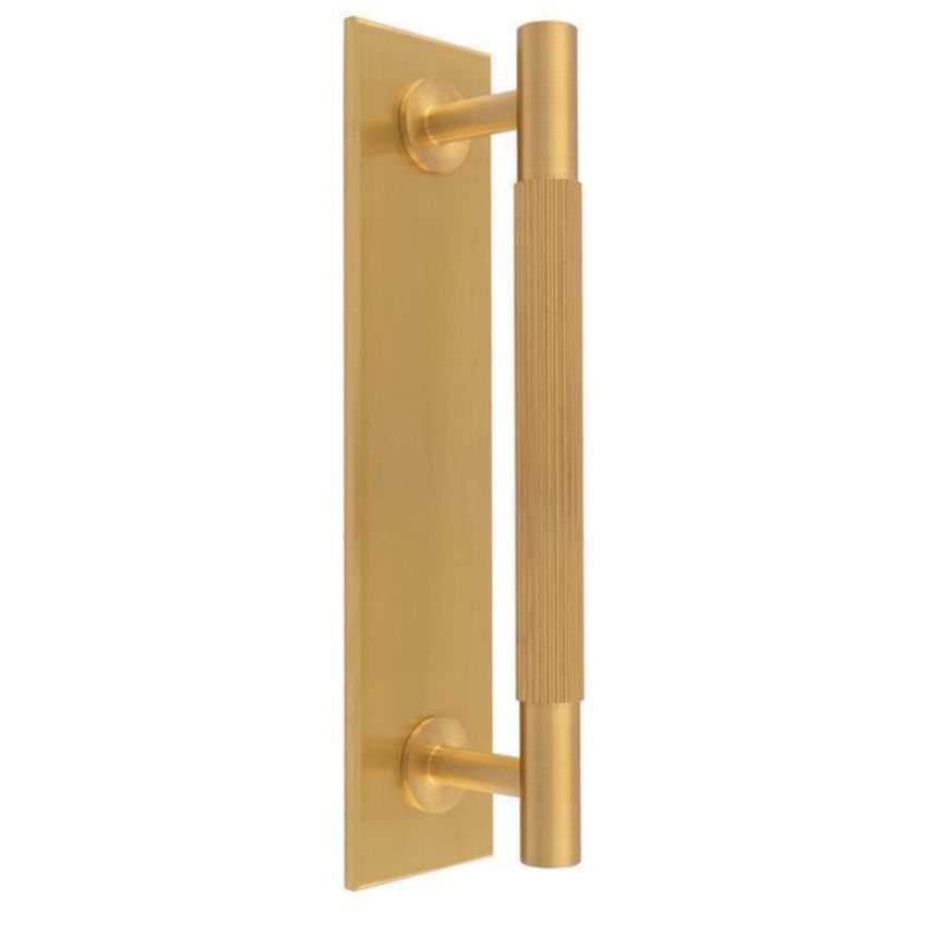 Lines Pull Handle on Backplate in Satin Brass- BP710CSB200SB