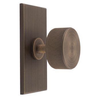 Knurled Radio Knob on Backplate in Antique Brass- BP703AB76AB
