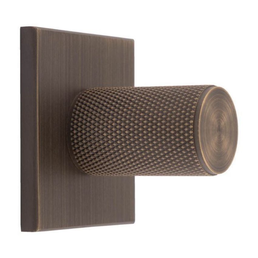 Knurled Cylinder Knob on Backplate in Antique Brass- BP702AB40AB
