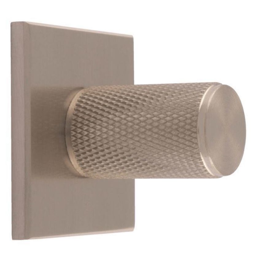 Knurled Cylinder Knob on Backplate in Satin Nickel- BP702SN40SN