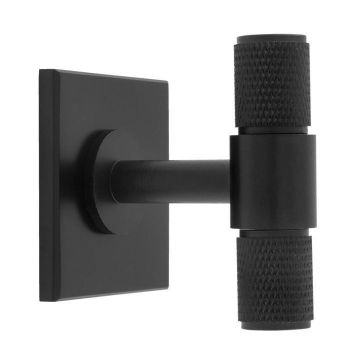 Knurled T-Bar Knob on Backplate in Matt Black - BP701MB40MB