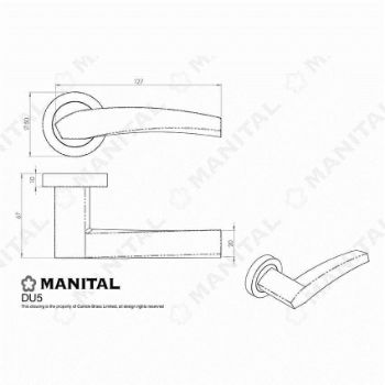 Dune lever on a round rose in matt bronze drawing - DU5MBRZ