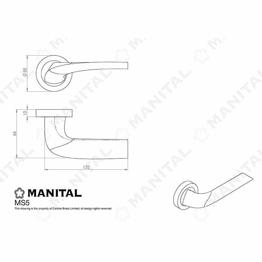 Master Door Handle on round rose in satin chrome MS5SC at Simply Door Handles, MS5SC