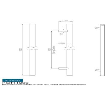 stainless steel front entrance door pull handle Drawing - 1200mm