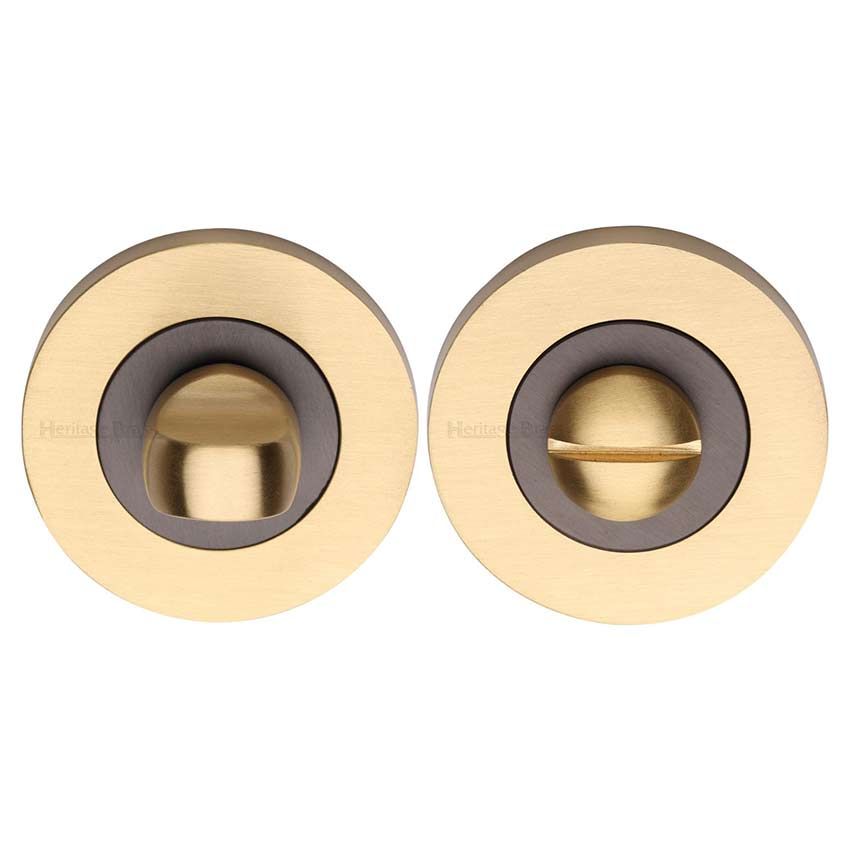 	Bathroom & WC Thumb-turn & Release Door Lock in Dual Matt Bronze/Satin Brass Finish - RS4049-BSB