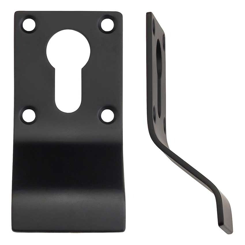 Picture of Euro Profile Cylinder Latch Pull in Powder Coated Black - ZAS16-PCB