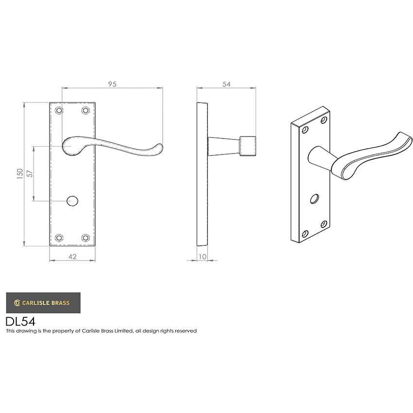 Simply Door Handles, Victorian Scroll Lock Handle - DL54CP | Simply ...