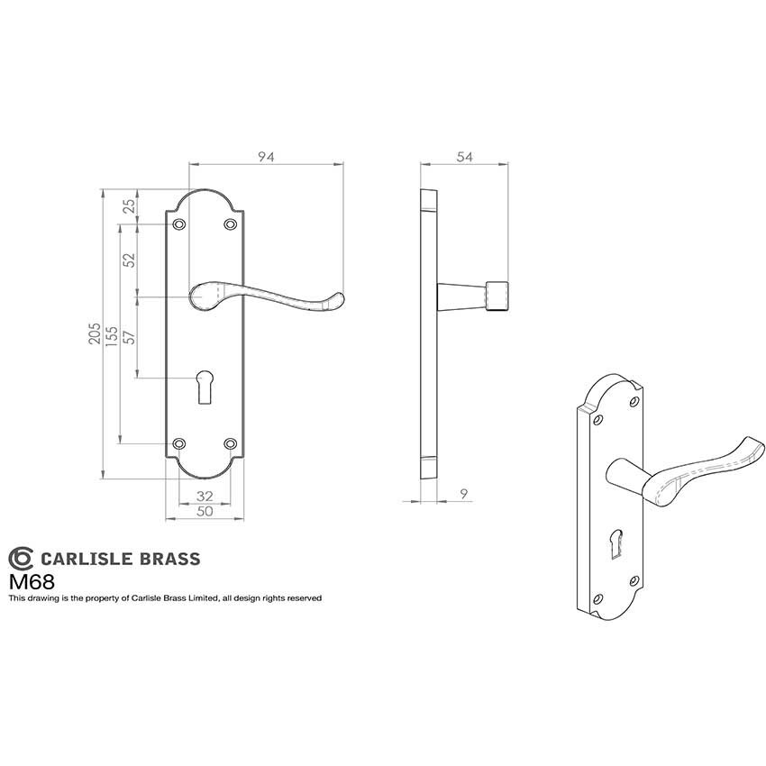 Simply Door Handles, Victorian Shaped Scroll Lock Handle - Buy from ...