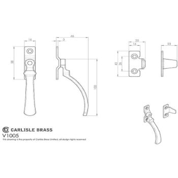 Picture of Locking Polished Chrome Casement Window Fastener - V1005LCKCP