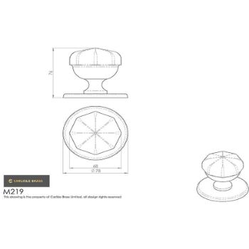 Picture of Octagonal 2 Centre Door Knob - M219CP