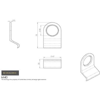 Rim Cylinder Latch Pull Drawing - M40 