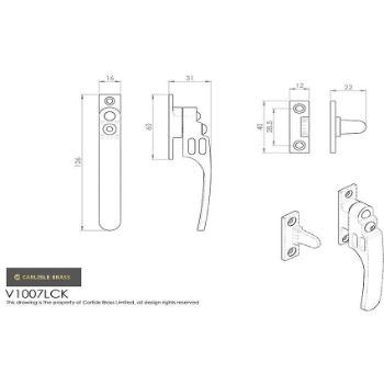 Picture of Victorian Locking Casement Fastener with Night Vent - V1007LCKSC