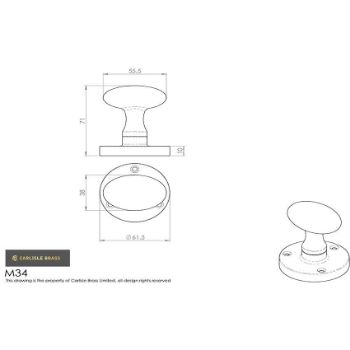 Picture of Oval Mortice Knob in Satin Chrome- M34CP