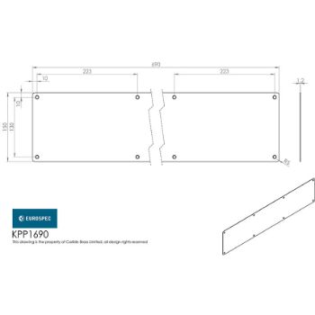 Steelworx satin stainless steel kickplate drawing- KPP1690SSS