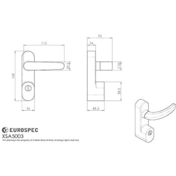Drawing of narrow style external locking attachment - XSA5003SV