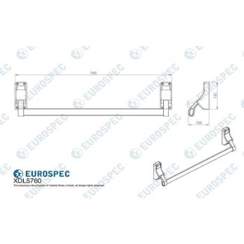 Drawing of 	pushbar Panic Latch - XDL5760SV