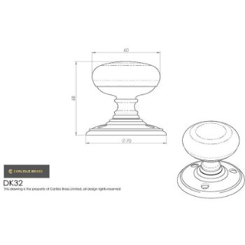 Picture of Delamain Wooden Mortice Door Knobs - DK32WWPB