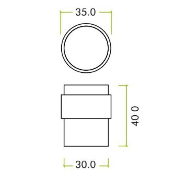 Round Flat Top Floor Mounted Door Stop Drawing - ZAS85