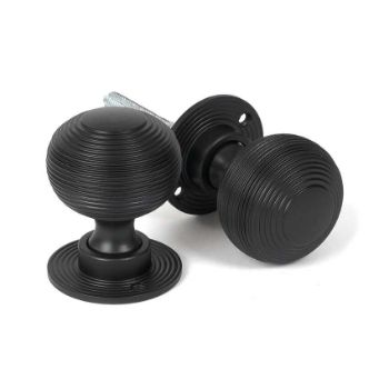 Picture of Matt Black Heavy Beehive Mortice/Rim Knob Set - 46404