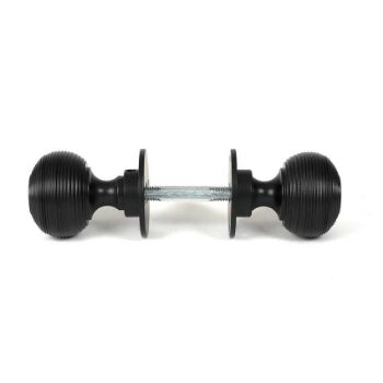 Picture of Matt Black Heavy Beehive Mortice/Rim Knob Set - 46404