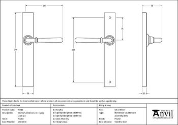 Picture of Pewter Newbury Slimline Lever Espag. Latch Set - 46412