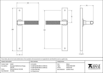 Picture of Polished Stainless Steel (316) Brompton Slimline Lever Espag Latch Set - 46410