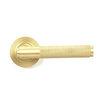 Picture of Satin Brass Brompton Door Handle on Rose Set - 50845