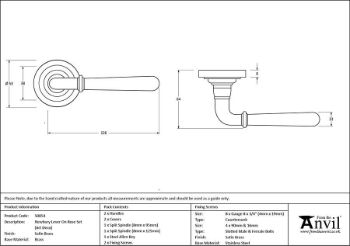 Picture of Satin Brass Newbury Door Handle on Rose Set (Art Deco) - 50854