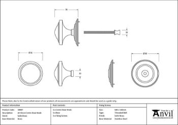 Picture of Satin Brass Art Deco Centre Door Knob - 50897