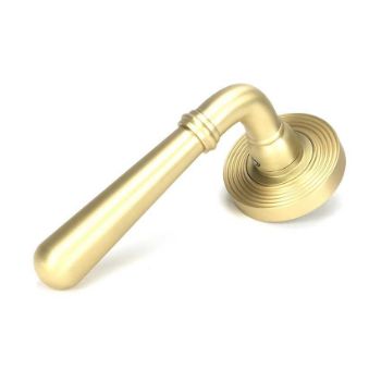 Picture of Satin Brass Newbury Door Handle on Rose Set (Beehive) - 50855