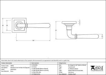 Picture of Satin Brass Newbury Door Handle on Square Rose - 50856