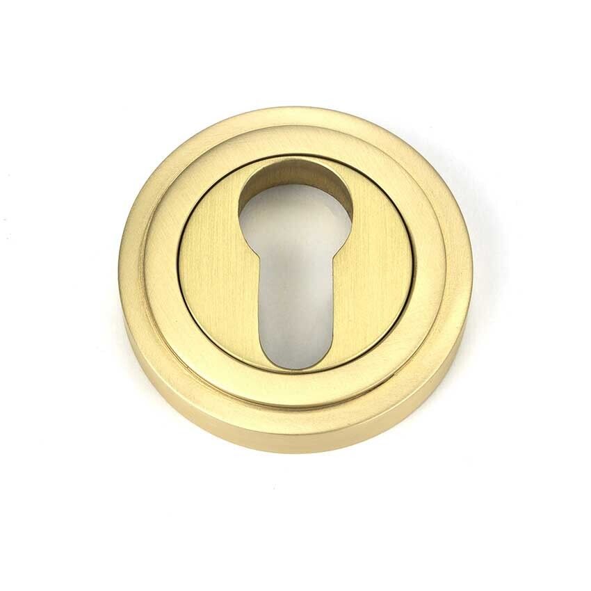Picture of Satin Brass Round Euro Escutcheon (Art Deco) - 50877