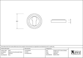 Picture of Satin Brass Round Euro Escutcheon (Art Deco) - 50877